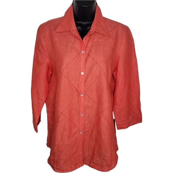 Richard Malcolm Irish Linen button up blouse top size medium - Picture 1 of 5